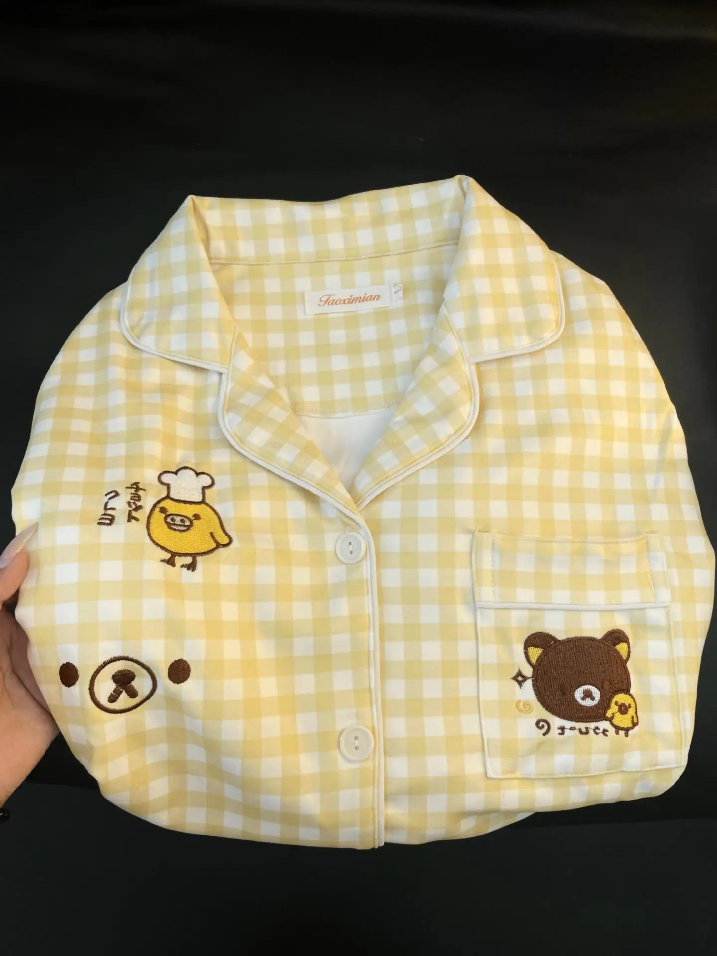 Leuke Rilakkuma Kiiroitori Duitse Fluwelen Pyjama Herfst en Winter Warme Lange Mouwen Broek Polka Dot Leuke Thuis Kleding Meisje Gift