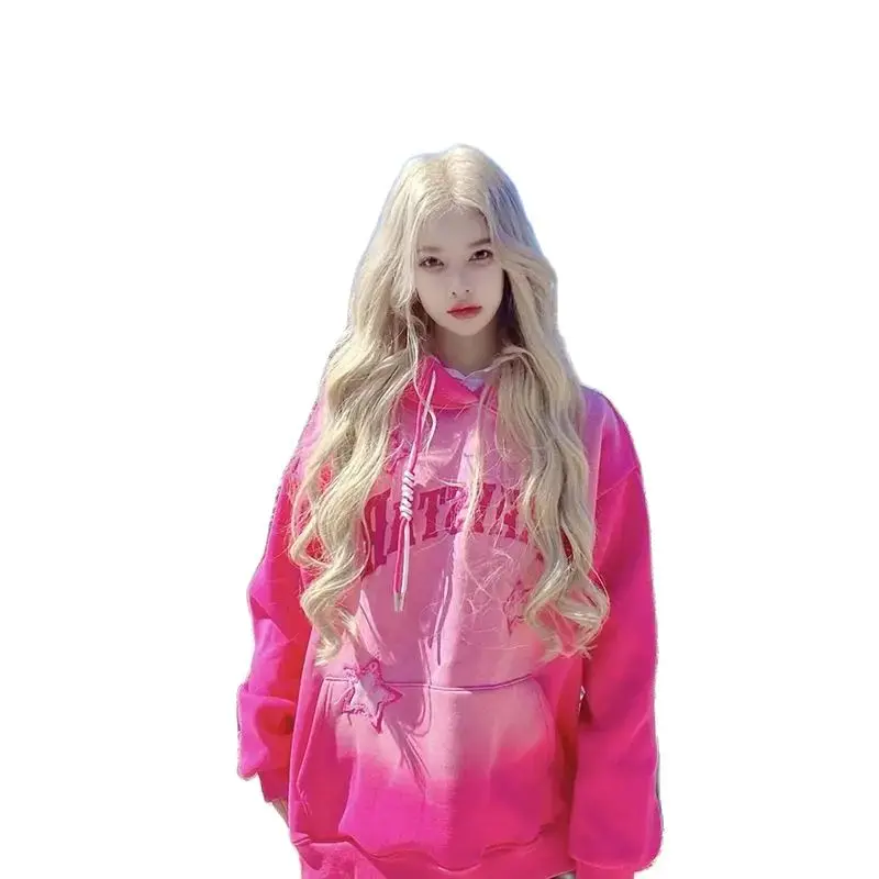 Y2K Hoodies Tops Streetswear 2023 Women Fall Clothes T Shirts Casual Blouses Fashion Sweatshirts Hooded Baggy Tops