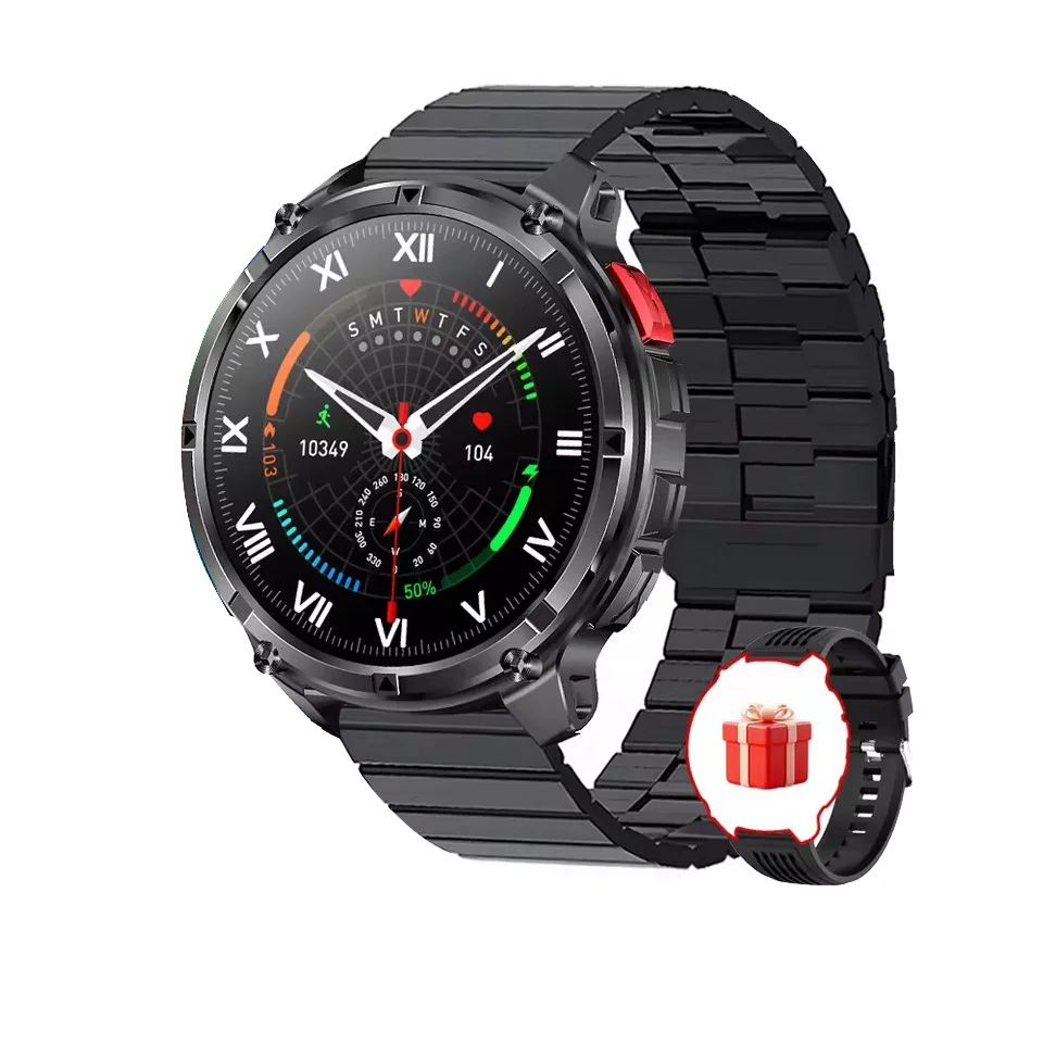 

Спортивные умные часы на открытом воздухе, 1100 мАч, большая батарея, светодиодный светильник, компас, 3 атм, водонепроницаемые, Bluetooth, умные часы для вызова, новинка 2025 года