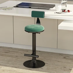 Minimalistic Design Bar Chairs Round Metal Swivel Black Adjustable Bar Stools Velvet Modern Tabourets De Bar Salon Furniture