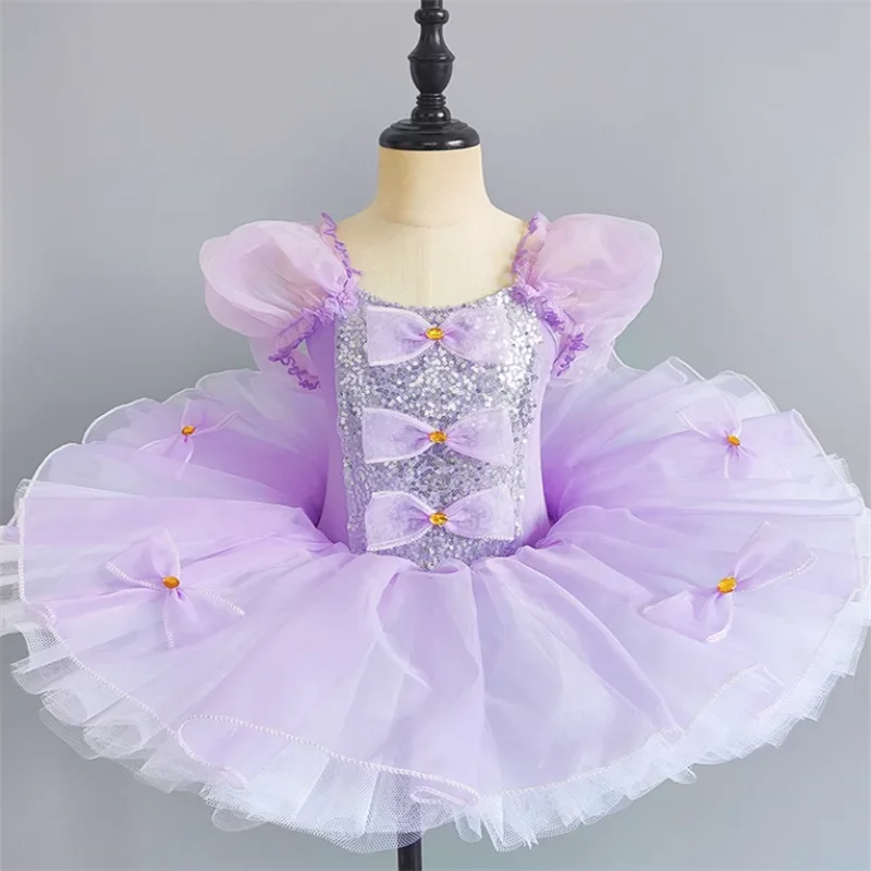 2025年新作 バレリーナ フェアリー プロム パーティー コスチューム キッズ ブルー スパンコール フラワードレス ガールズ ダンスウェア 体操 バレエ チュチュドレス