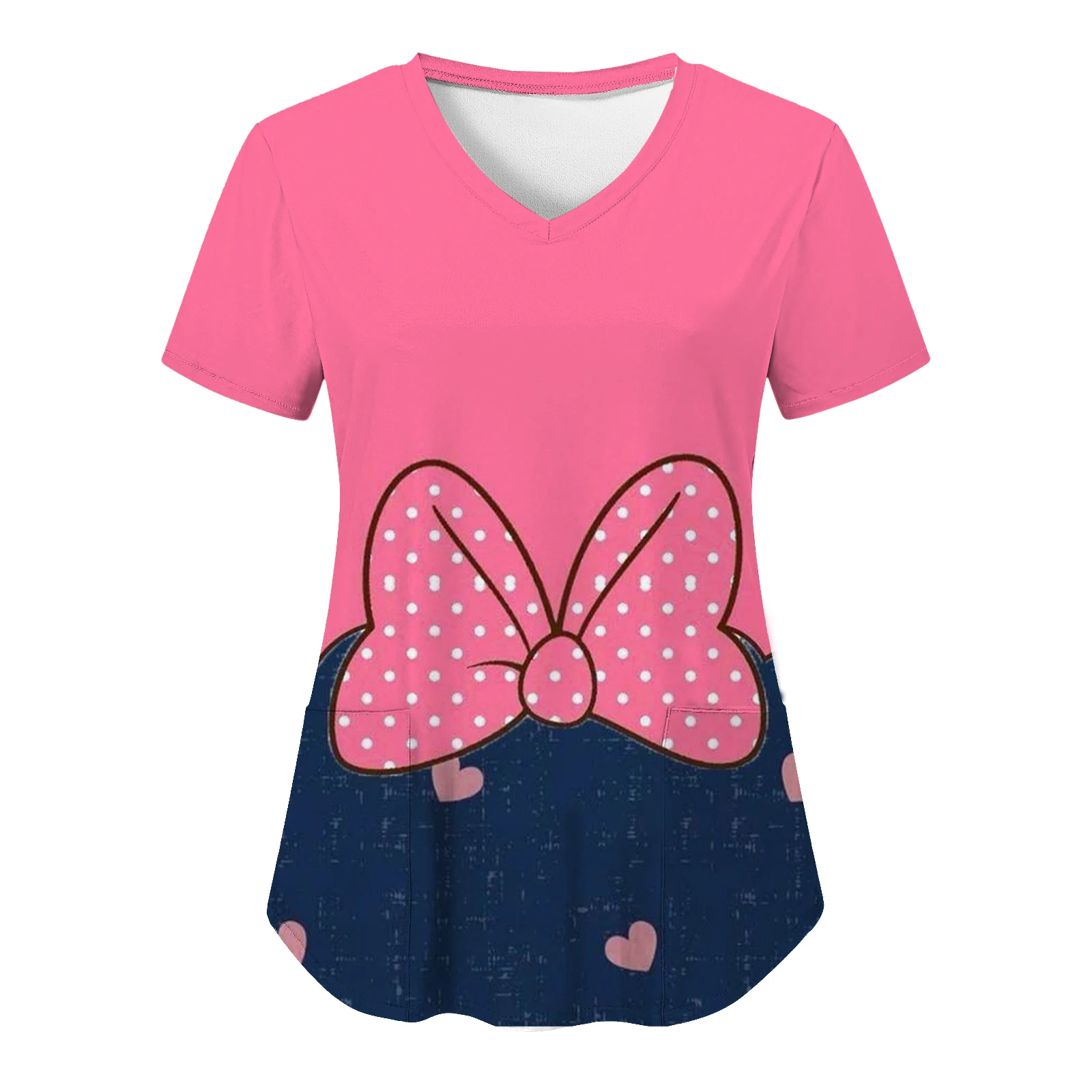 Tops minnie mouse t camisa disney camisas mickey topo feminino 2024 v pescoço mulher roupas enfermeira uniforme camisetas hospital camiseta