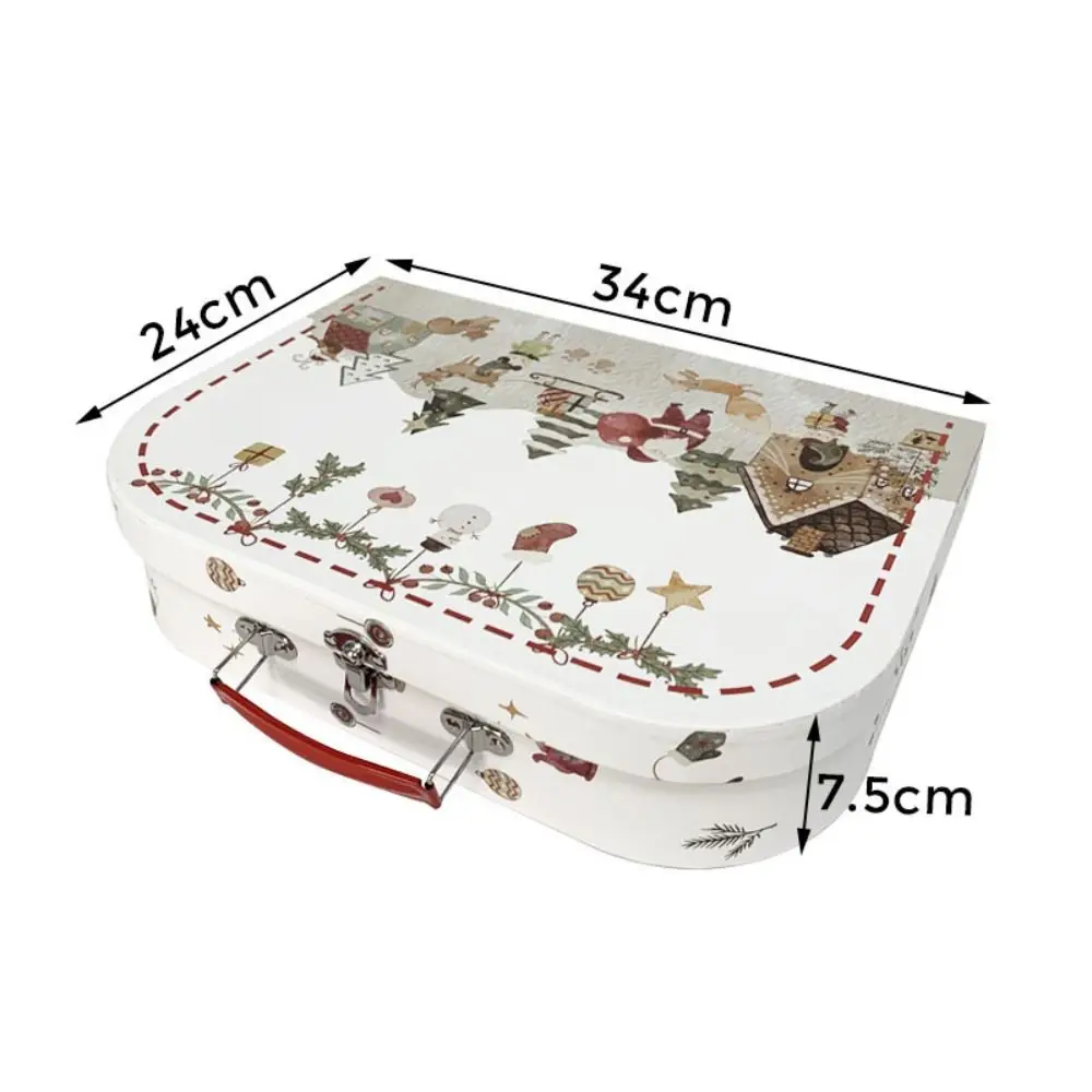 New Cardboard Christmas Gift Box with Handle Large Capacity Suitcase Portable Decorative Storage Case Birthday