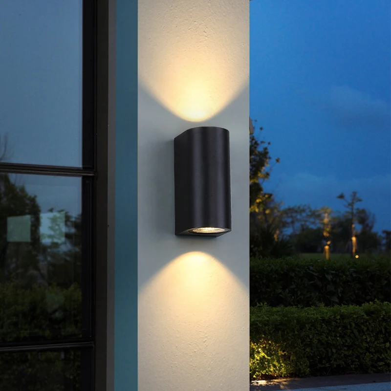 Impermeável lâmpada de parede LED para varanda e pátio, luzes decorativas, iluminação superior e inferior, exterior e interior, GU10, IP65