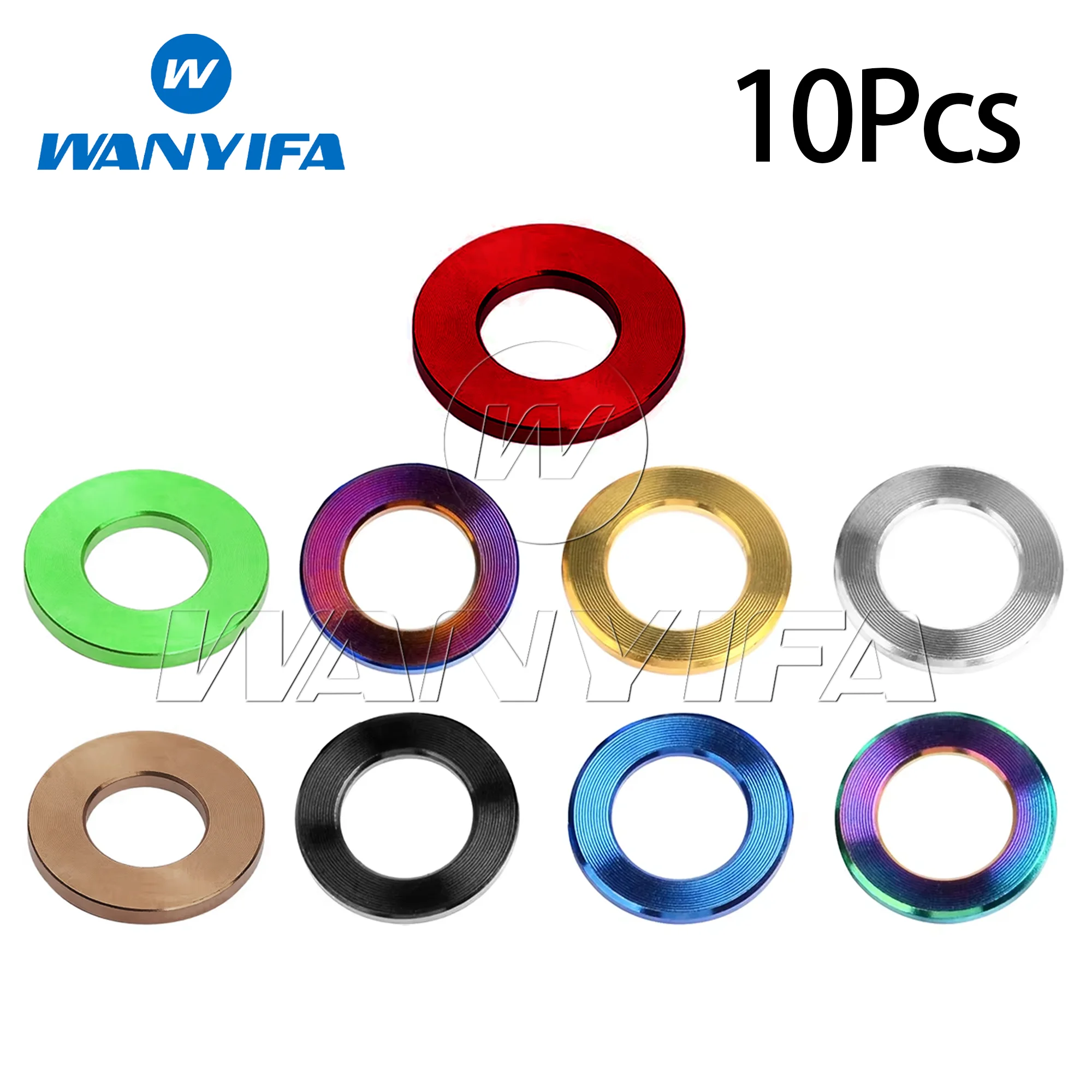 Wanyifa Titanium Ti M3 M4 M5 M12 M14 Flat Washer Grade 5 Ti-6Al-4V Fit for Brake Stem Bottle Cage Screws Shiter 10Pcs/lot