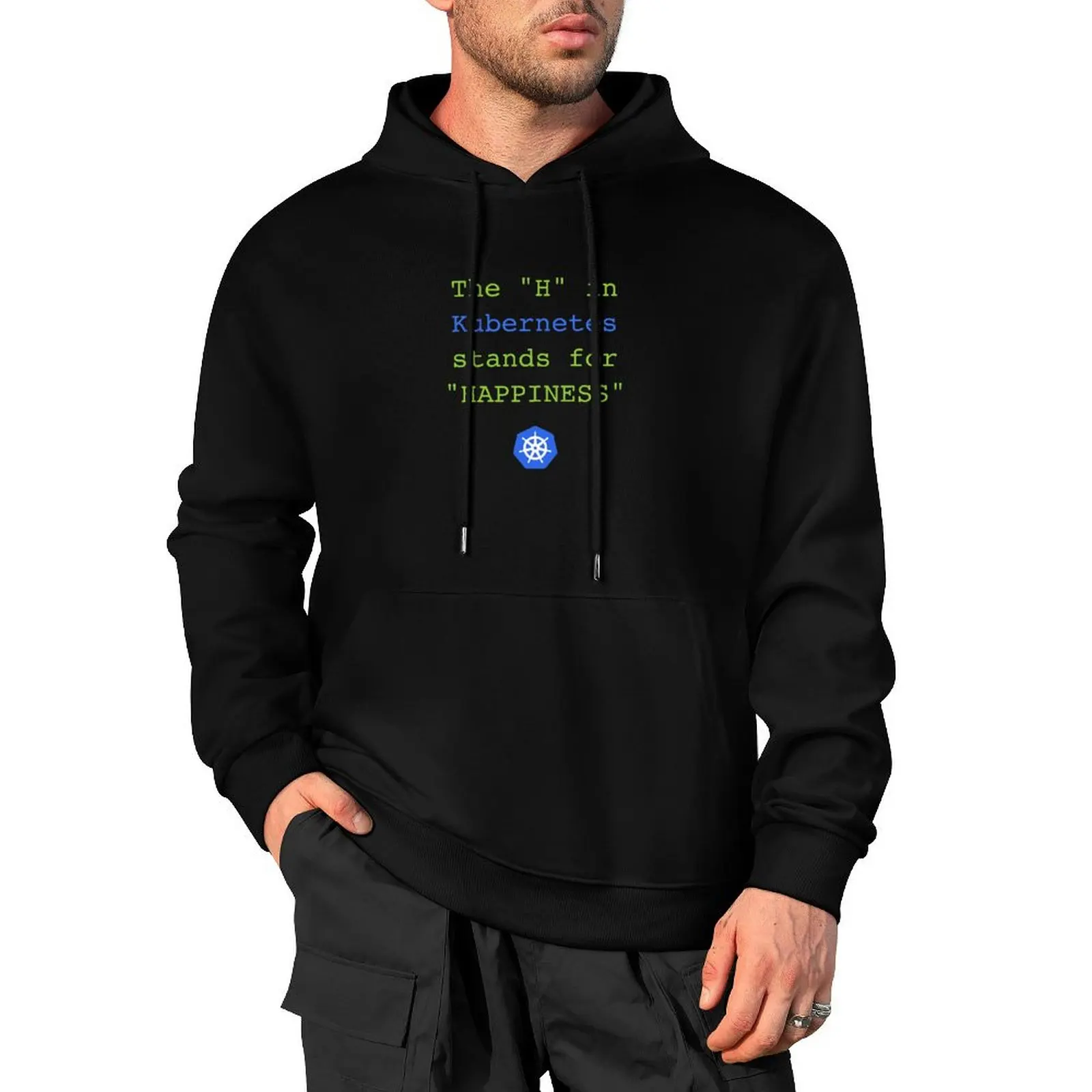 The H in Kubernetes berdiri untuk kebahagiaan Pullover Hoodie pakaian pria grafis t shirt pria anime pakaian blus hoodie pria