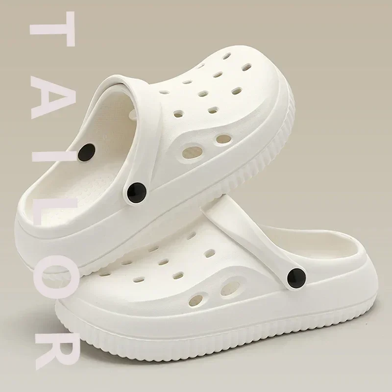 QYCKABY Zoccoli Sandali Uomo Donna Coppie Scarpe da giardino Scivoli estivi per esterni Nero Bianco Minimalismo Gomma EVA Scarpe da spiaggia esterne