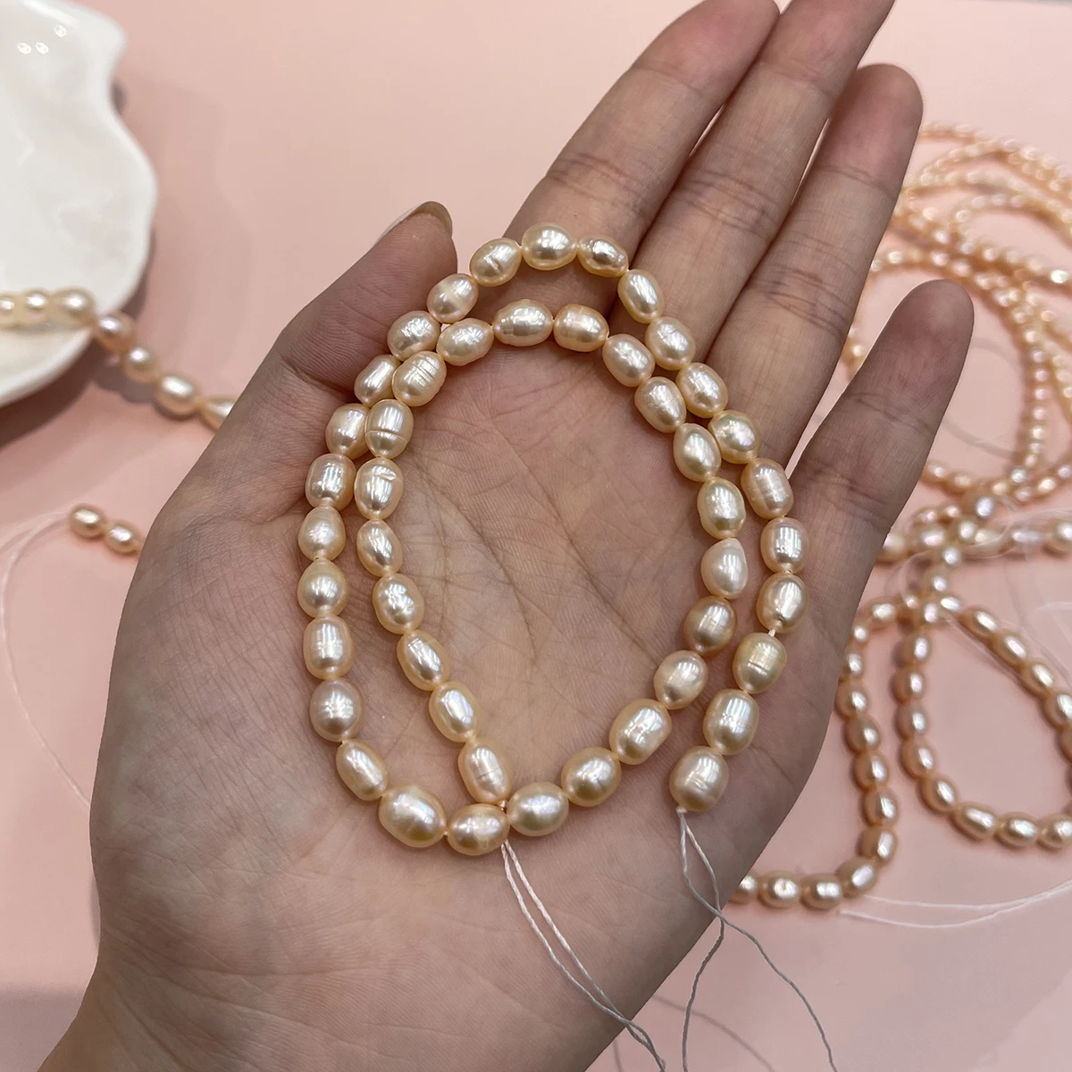 Natürliche Süßwasserperle, orangefarbener Faden, Perle für die Schmuckherstellung, DIY-Halskette, Armband, Ketten, Ohrringe, Zubehör – Detail 5