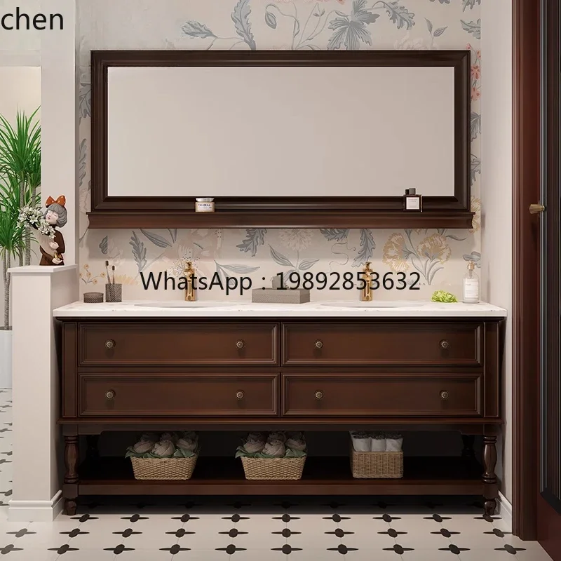 W31-bathroom cabinet combination floor wash basin cabinet solid wood wash table bathroom ceramic integrated basin
