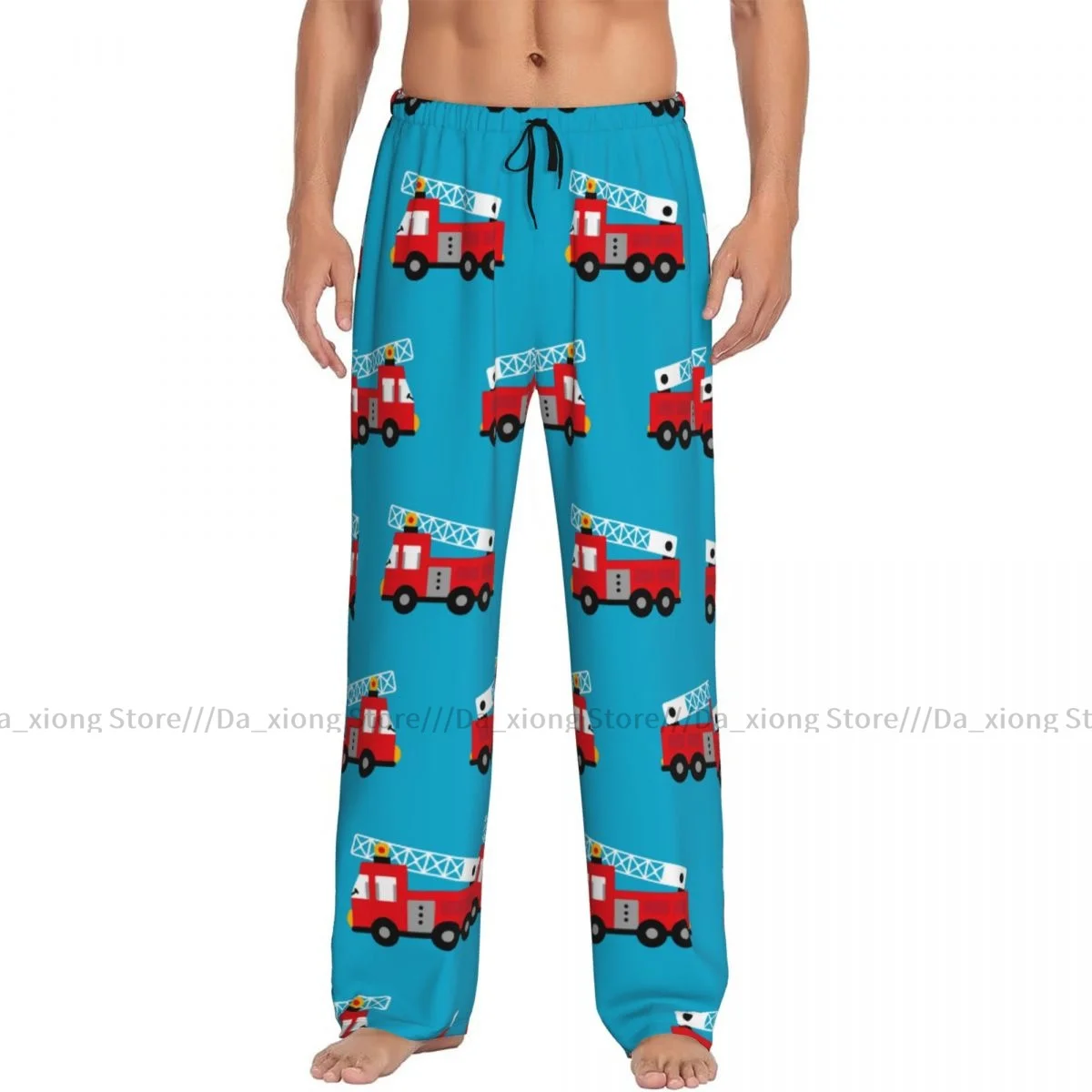 Men's Sleepwear Loose Sleep Pants Pajamas Fire Fighters Red Rire Men Truck Long Lounge Bottoms Casual Homewear