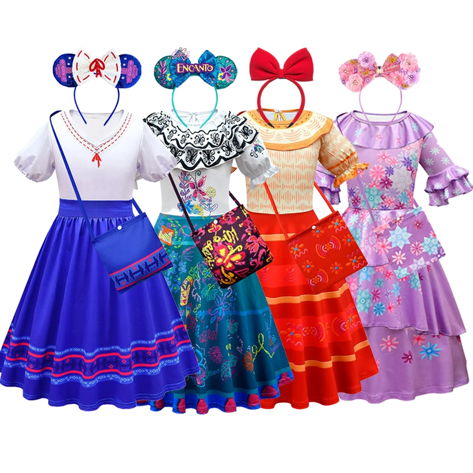 2024 Girls Costume Dress With Bag&Headband Cosplay Carnival Halloween Children Costume