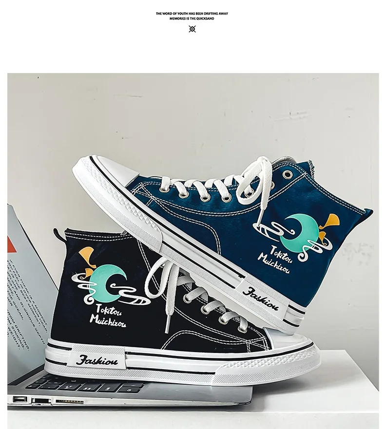 

Anime Demon Slayer Kimetsu No Yaiba Tokitou Muichirou Plimsolls Canvas Shoes Cosplay Student Sneakers Spring Graffiti Sport Flat