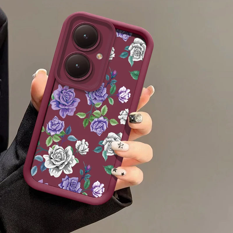 Flower Painting Phone Case For Vivo Y38 Y30 Y29 Y28 Y27 Y22S Y21T Y36 Y35 Y33S Y33T Y31 2021 Y30T Silicon Shockproof Matte Cover view 6