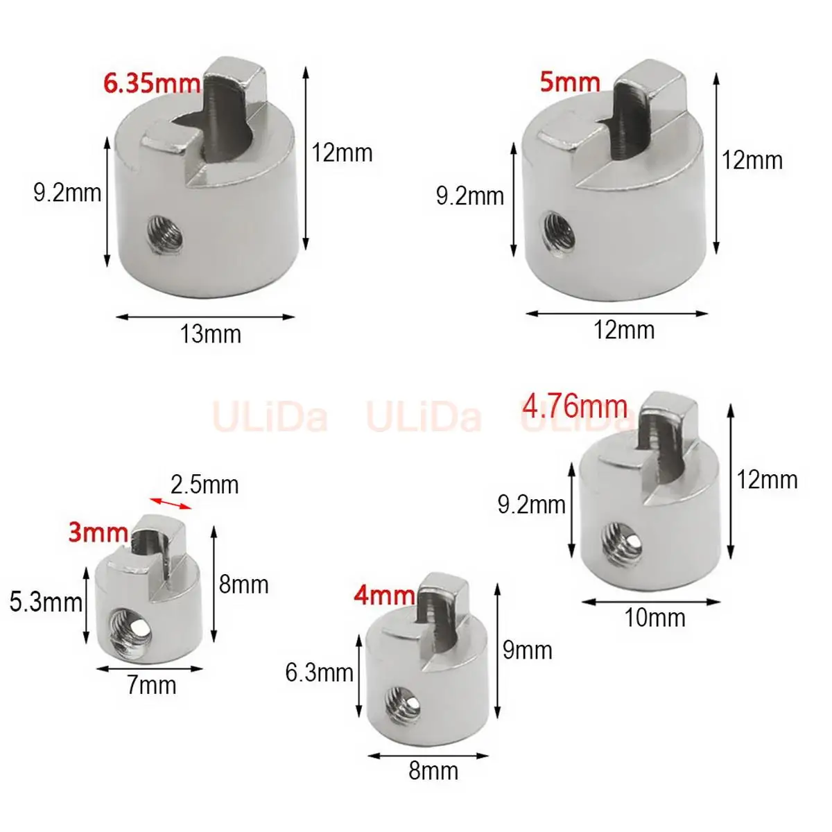 2pcs Stainless Steel Propeller Drive Dog 3.175mm 3mm 4mm 4.76mm 5mm 6.35mm Drive Shaft Crutch Prop Holder for RC Boats Marine