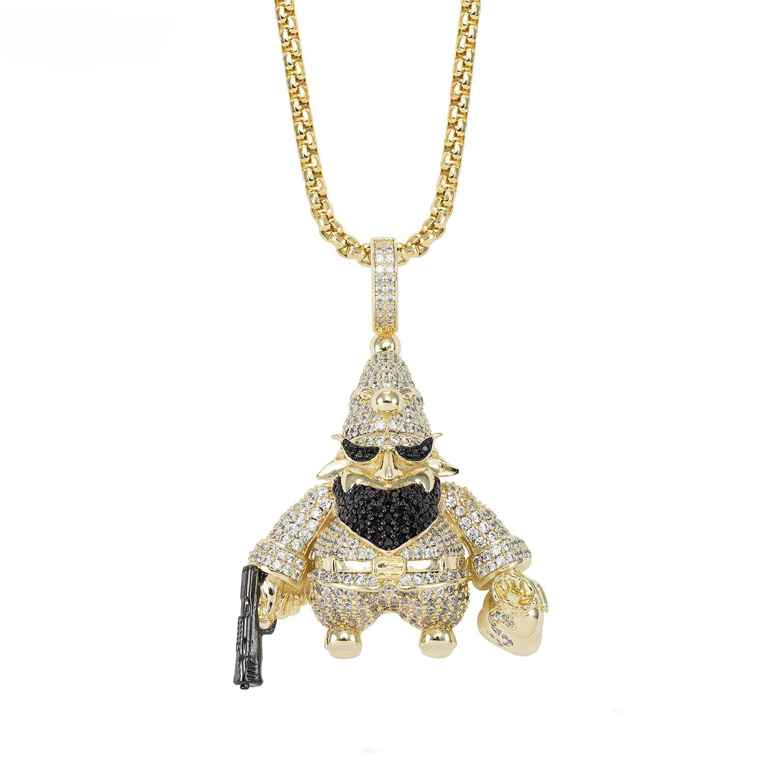 Hip Hop Sea Thief Gold Plated Diamond Necklace Pendant Cuban Link Fashion Jewelry