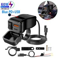 PD+QC3.0 Motorcycle USB Fast Charger 60W Handlebar Dual USB Socket with Switch Voltmeter Waterproof 12V Power Supply Adapter