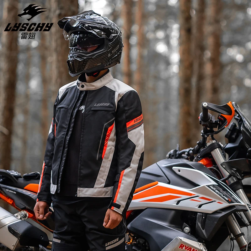 LYSCHY Off-Road Motorcycle Riding Jacket Winter Men's Waterproof Warm Built-In CE Protective Reflective Motorcycle Off-Road Suit