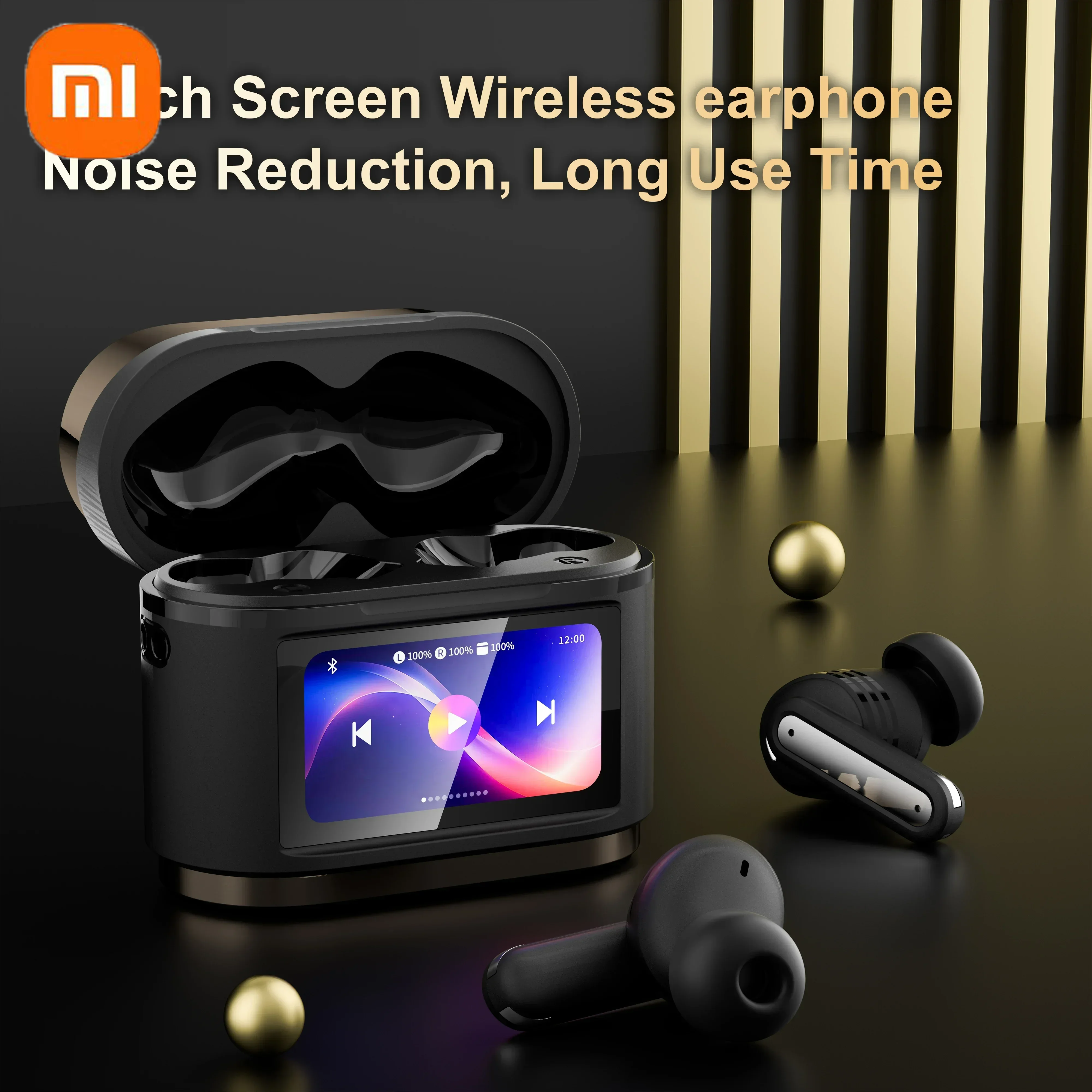 Xiaomi Bluetooth Headphones BD2 ANC+ENC Headphones Digital Display Sports Headphones Built-in Microphone HiFi Stereo