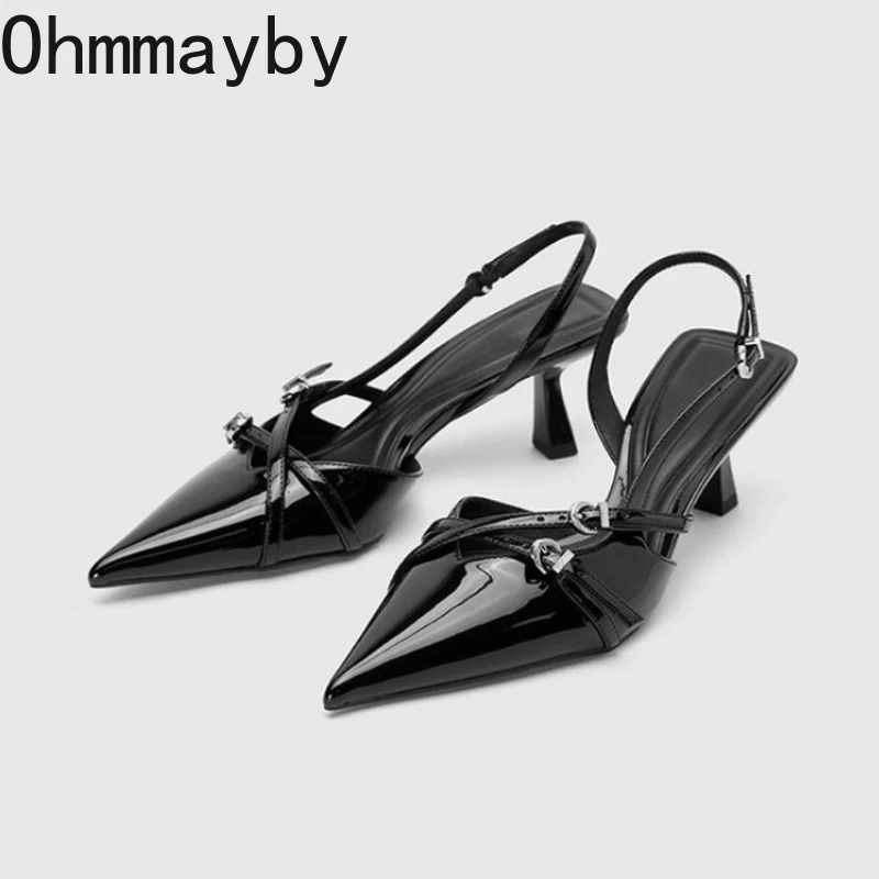 

Дизайнерские роскошные летние женские сандалии на толстом каблуке, модные туфли-лодочки с острым носком, женские элегантные вечерние платья, сандалии