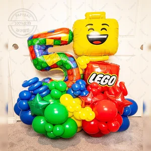 61pcs Ninja Building Block Party Globo Colorido Bolso de Látex Baby Shower Blocks Temo Decoraciones de la fiesta de cumpleaños para niños 12 mejores decoraciones de cumpleaños de Lego de ventas - №3