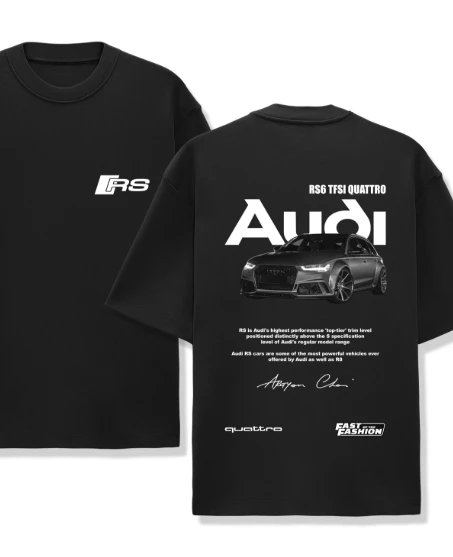 Audi rs quattro men's cotton t-shirt streetwear sports car logo print black casual summer 2025 comfortable cotton loose t-shirt