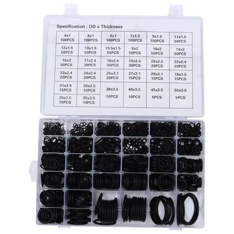 1225PCS Rubber O Ring Oil Resistance O-Ring Washer Gasket Seals Assortment Different Size With Box+4Pcs Green Oil Seal Driver