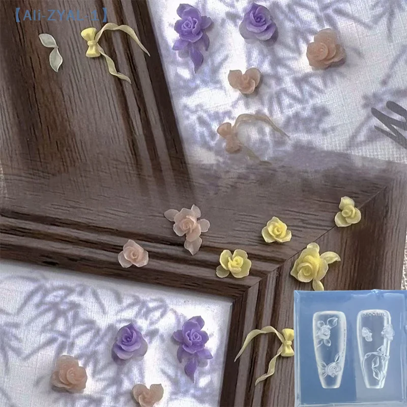 【ZYAL-1】Camelia 3D Bowknot Stampo per unghie in silicone Intaglio di fiori Piastra per timbratura Strumenti per stampi per manicure Decorazioni per nail art