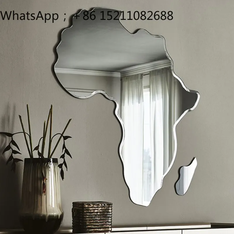 LLY Geometric Topographic Map Mirror Wall Topographic Map Overlay Art Graphic Mirror Stereoscopic Wall Mirror