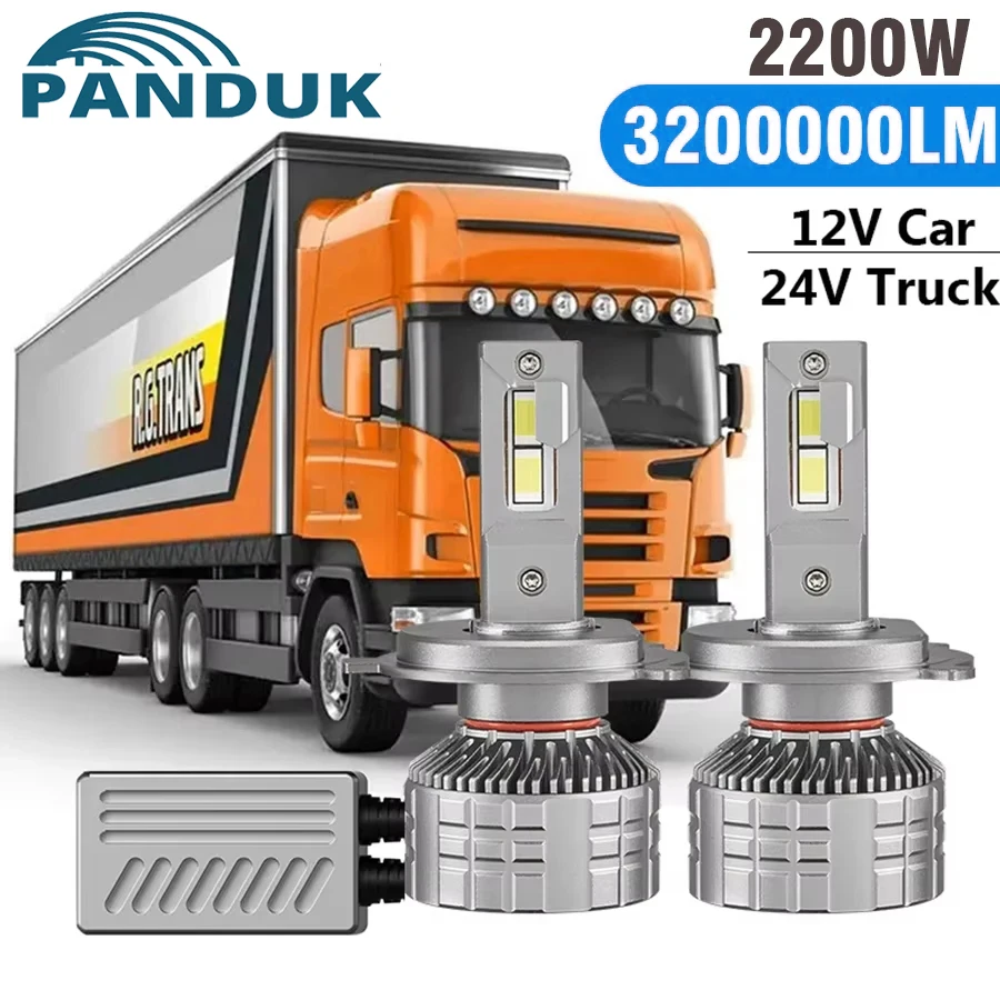 

PANDUK H7 LED 2200W 3200000LM Canbus Лампы H4 Светодиодная фара H11 HB4 9006 HB3 9005 Auto Moto CSP 12V Автомобиль 7750 ЧИП 24 В Для грузовика
