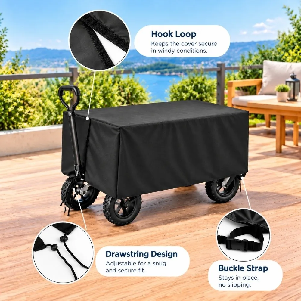 420D Oxford Fabric Wagon Rain Cover All Weather Protection Easy To Clean Collapsible Wagon Cover Water Proof