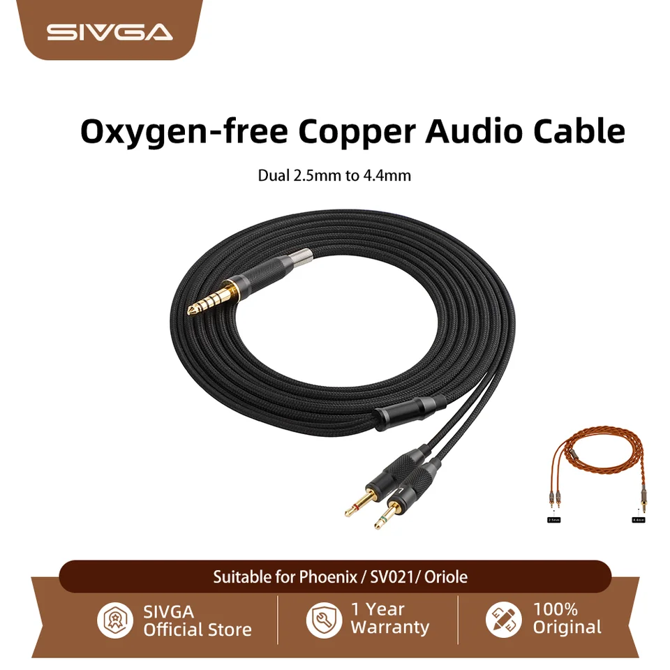 SIVGA Dual 2.5mm to 4.4mm Audio Cable 2m Black