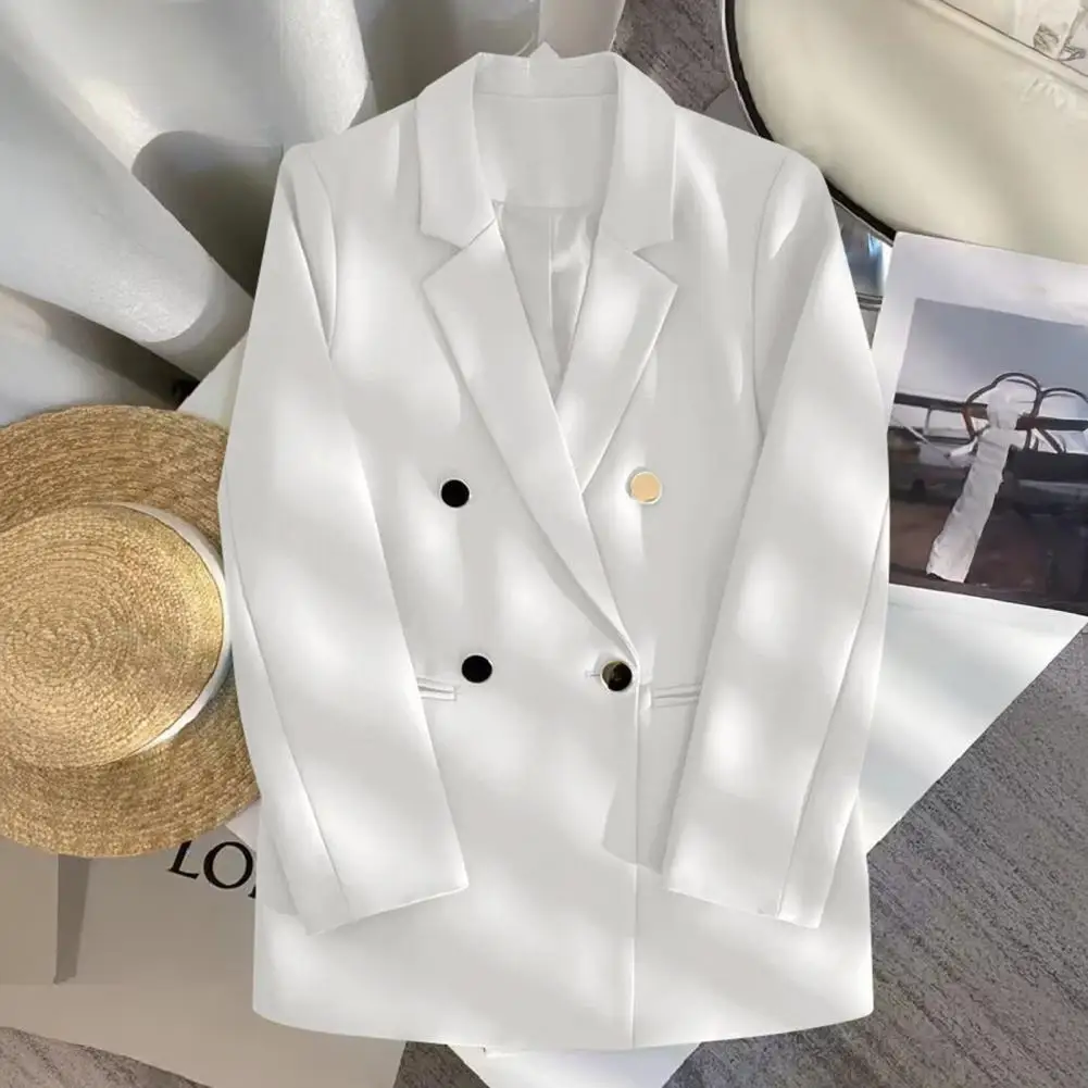 Elegant Women s Black Suit Jacket Slim Lapel Single Button Long Sleeve Female Spring Lady Commute Street Outwear New