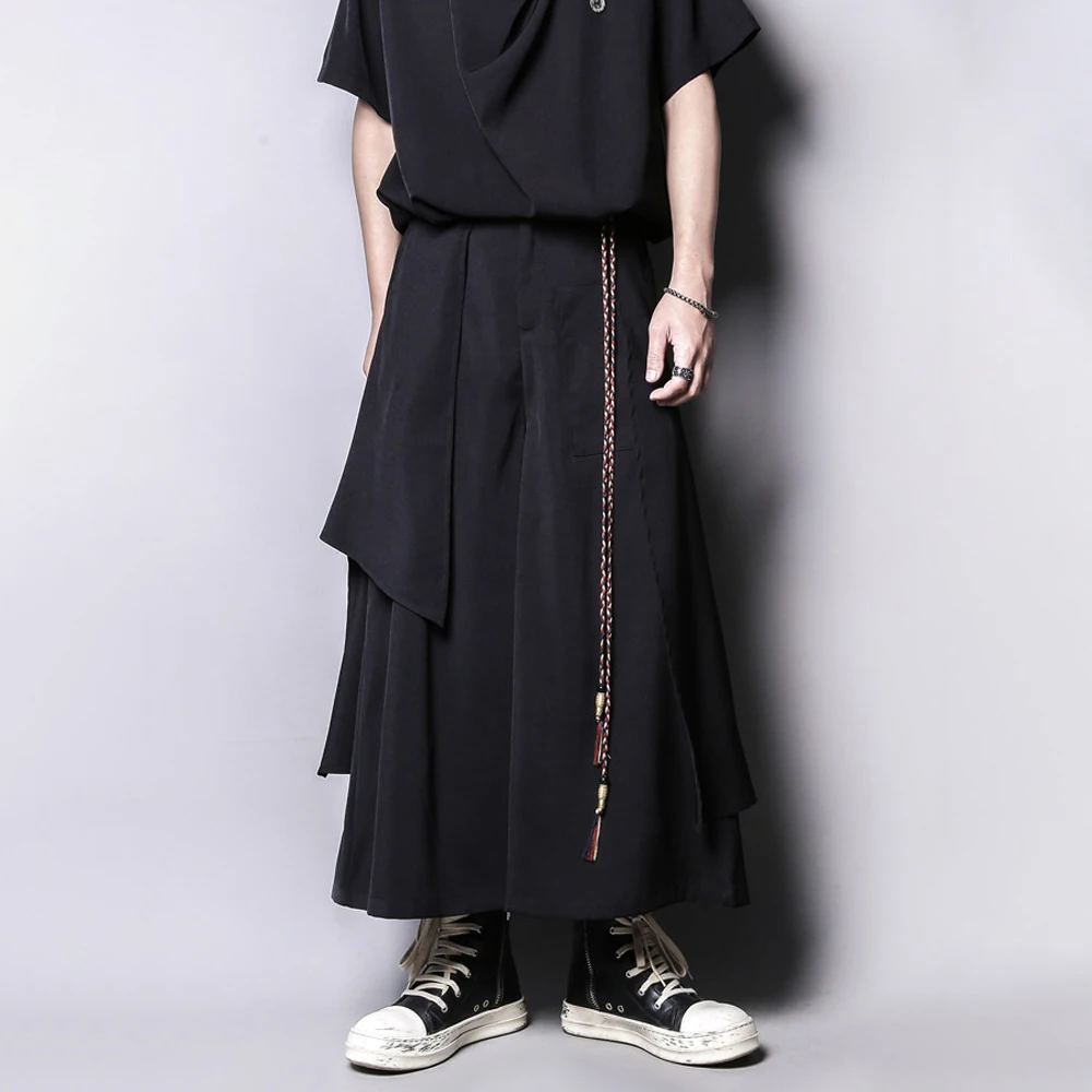XS-5XL Summer New Unisex Solid Color Skirt Pants American Retro Fashion Trend Street Casual Loose Breathable Neutral Bottoms