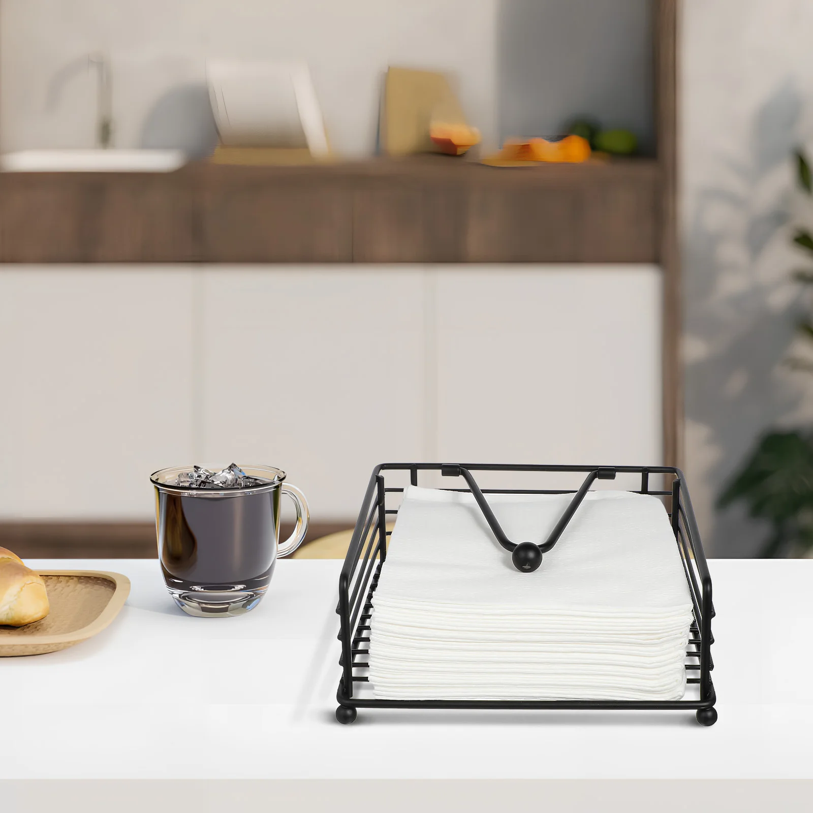 

Wrought Iron Tissue Box Solo Holder Kitchen for Household Napkin Rack Farmhouse Alloy Hotel Paper