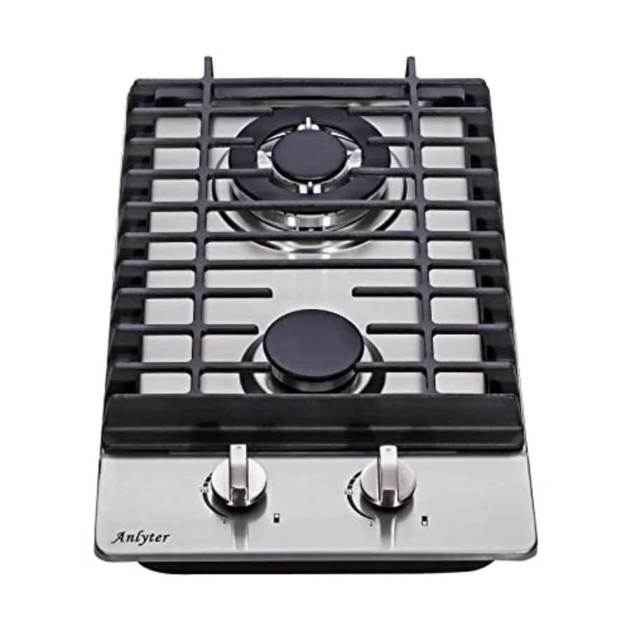 

12 Inch Built-in Gas Cooktop for Kitchen Use Stainless Steel Silver Dual Fuel Convertible LPG/NG with Sealed Burners