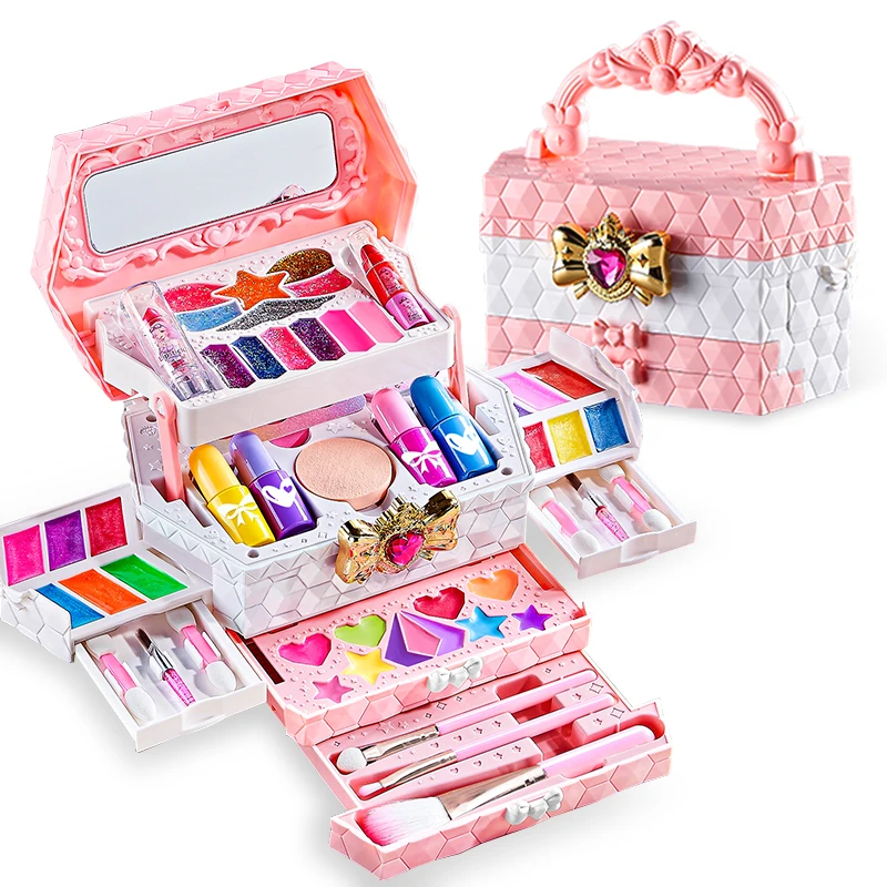 Kit de Maquillage pour Fille, Simulation de Cosmétiques, Valise, Verhéritage à Ongles, Rouge à Lèvres, Boîte de Jeu, miles, Jouets à la Mode pour 6 Ans, Cadeaux d'Anniversaire