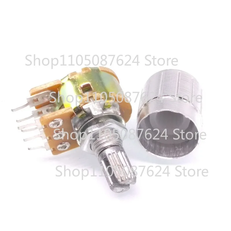 10 Units 2K B2K OHM Linear Taper Rotary Dual Potentiometer POT Silver Knob      （Handle length: 15MM）
