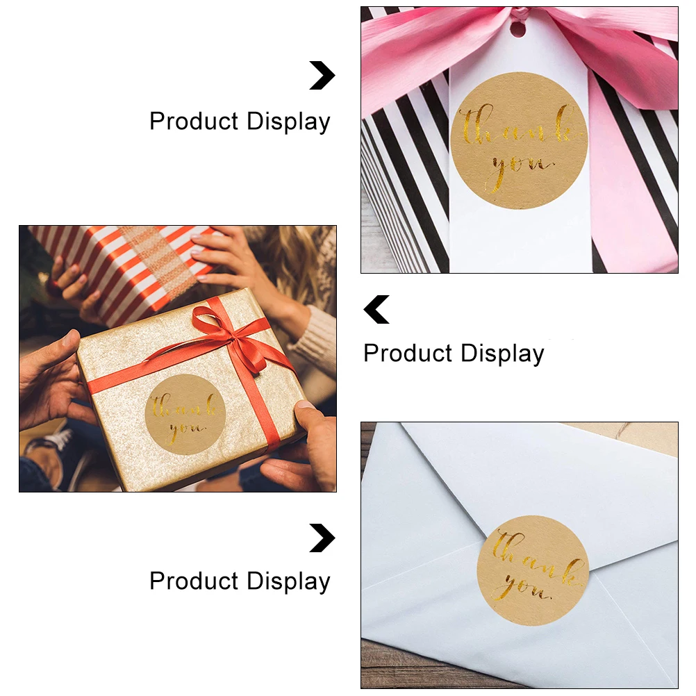 

500 Pcs Thank You Stickers Sealing Envelope Label Kraft Paper Gift Wrapping Office Supplies Party Favor Candy Bag Decorations