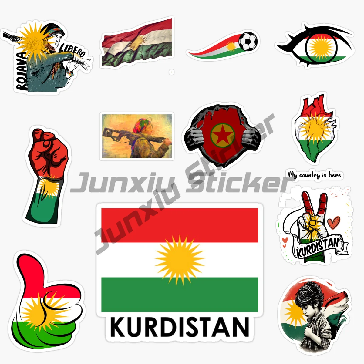 

KURDISTAN Flag Car Stickers Motorcycle Decals Laptop Trolley Case Stickers Office Supplies Stickers Scratch-Proof RV Car Styling