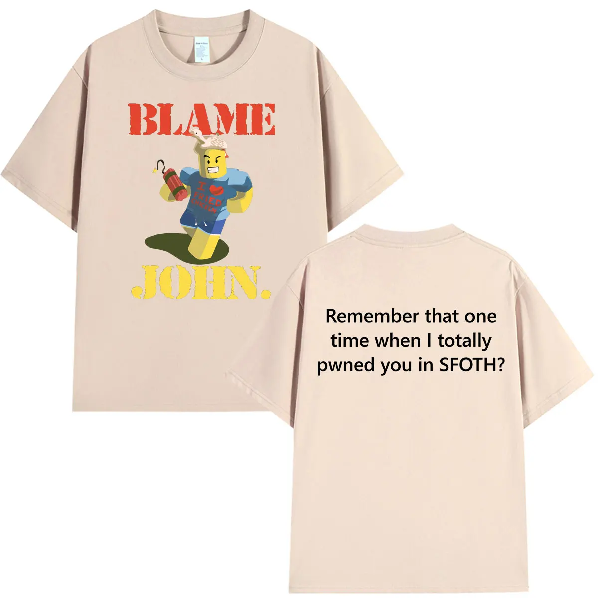 Lustiges Blame John Meme Shedletsky Forsaken T-Shirt für Herren und Damen, hochwertige Hip-Hop-Kurzarm-Oversize-T-Shirts, Tops – Detail 4