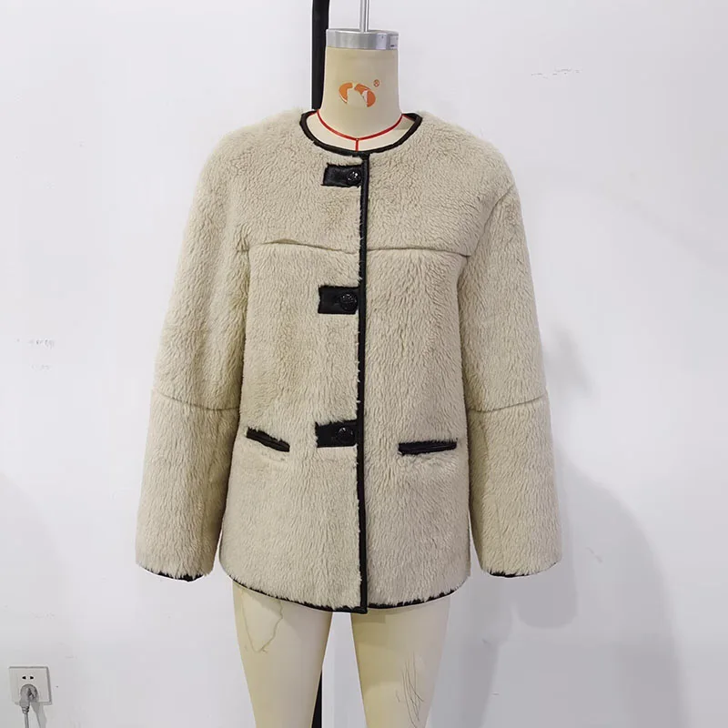 autunno inverno o collo giacche di peluche femminile addensare caldo outwear donna cappotto invernale cappotto da donna casual Abbigliamento donna 2025