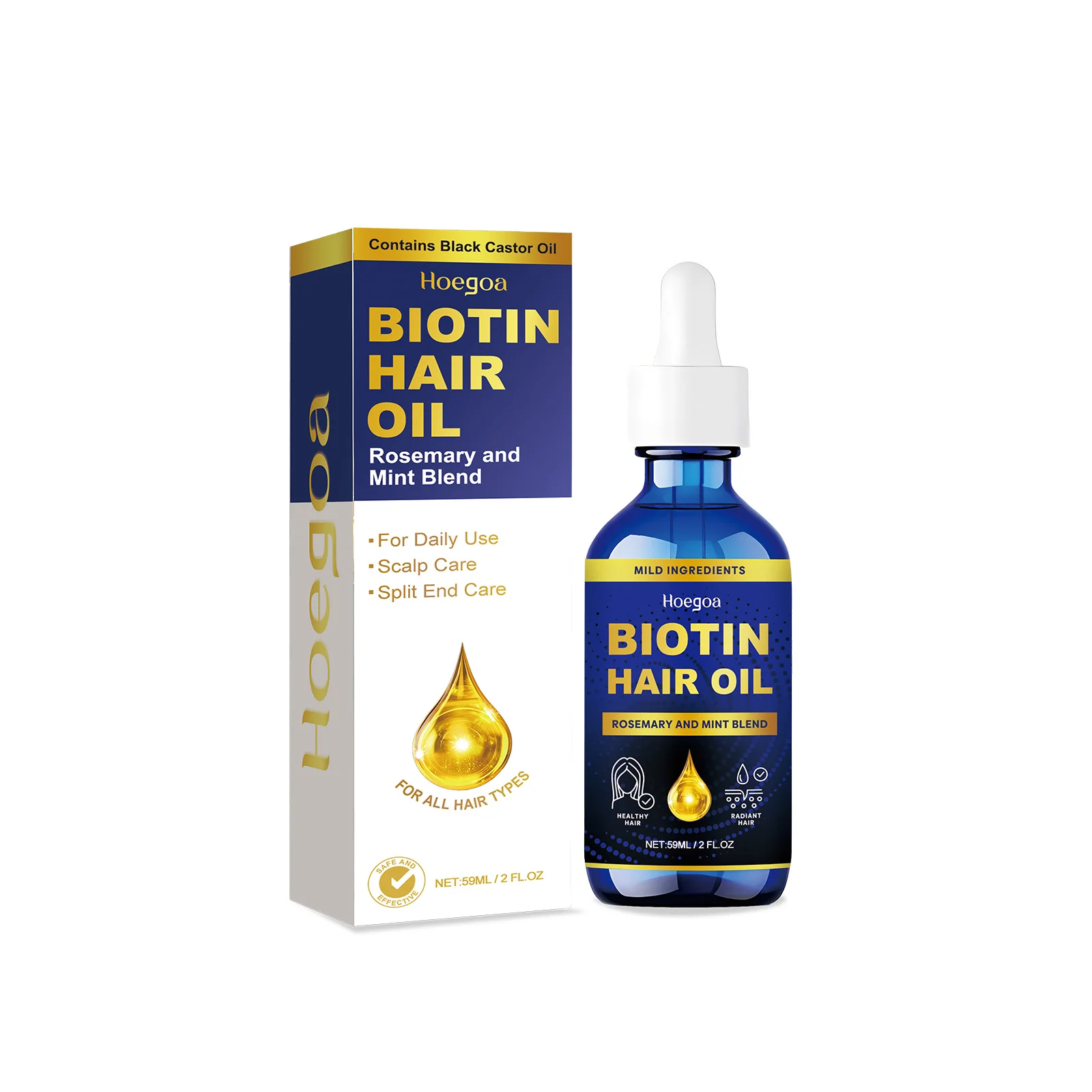 Rosemary Hair Oil - Nourishing & Moisturizing Formula for Dry, Frizzy Hair, Delivering Silky Smoothness & Deep Hydration