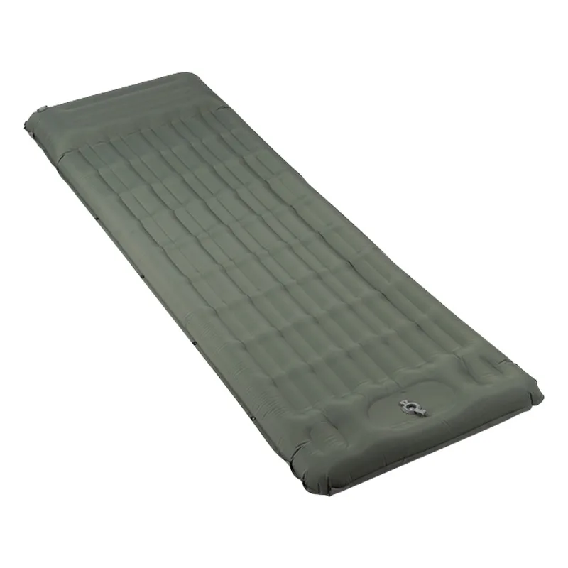 Thick Inflatable Camping Sleeping Pad Portable Lightweight Air Mattress with Nylon Straps Drop Stitch Built-in Foot Pump
