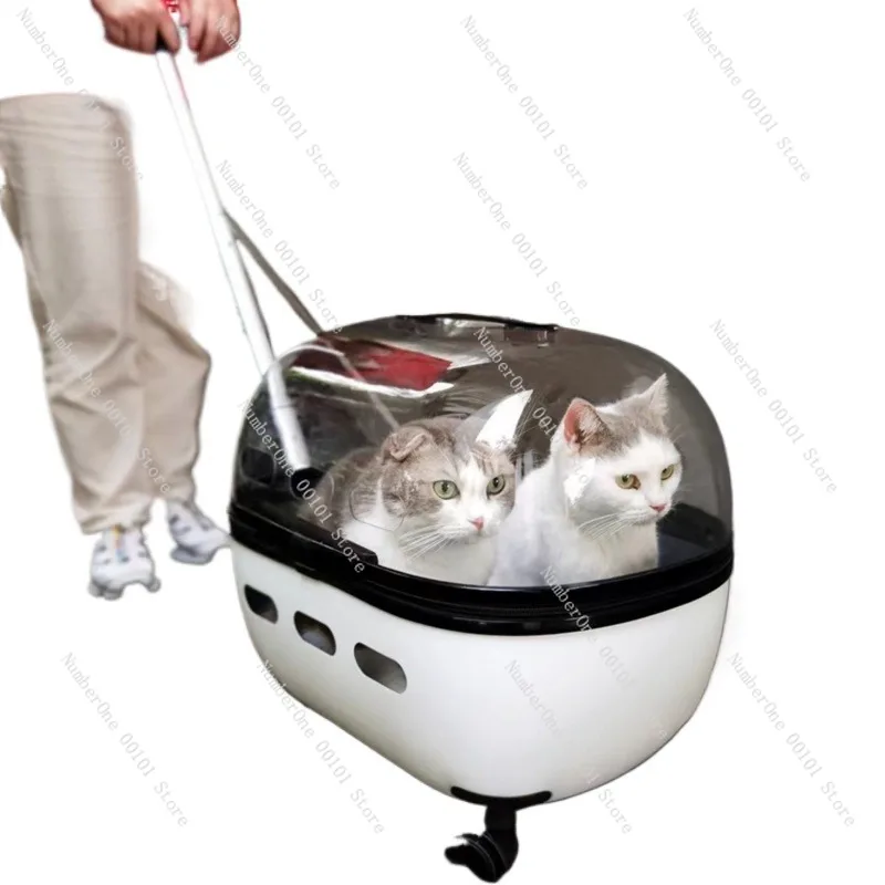 

Чемодан для домашних животных, сумка для кошек, портативный рюкзак для кошек на выход, коляска для двух кошек, прозрачный чемодан для двух кошек для путешествий