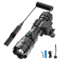 2000 Lumen White Laser Tactical Flashlight Zoomable USB-C Rechargeable with Mount Strobe Mode Water Resistant for Hunting Cycling Camping Emergency