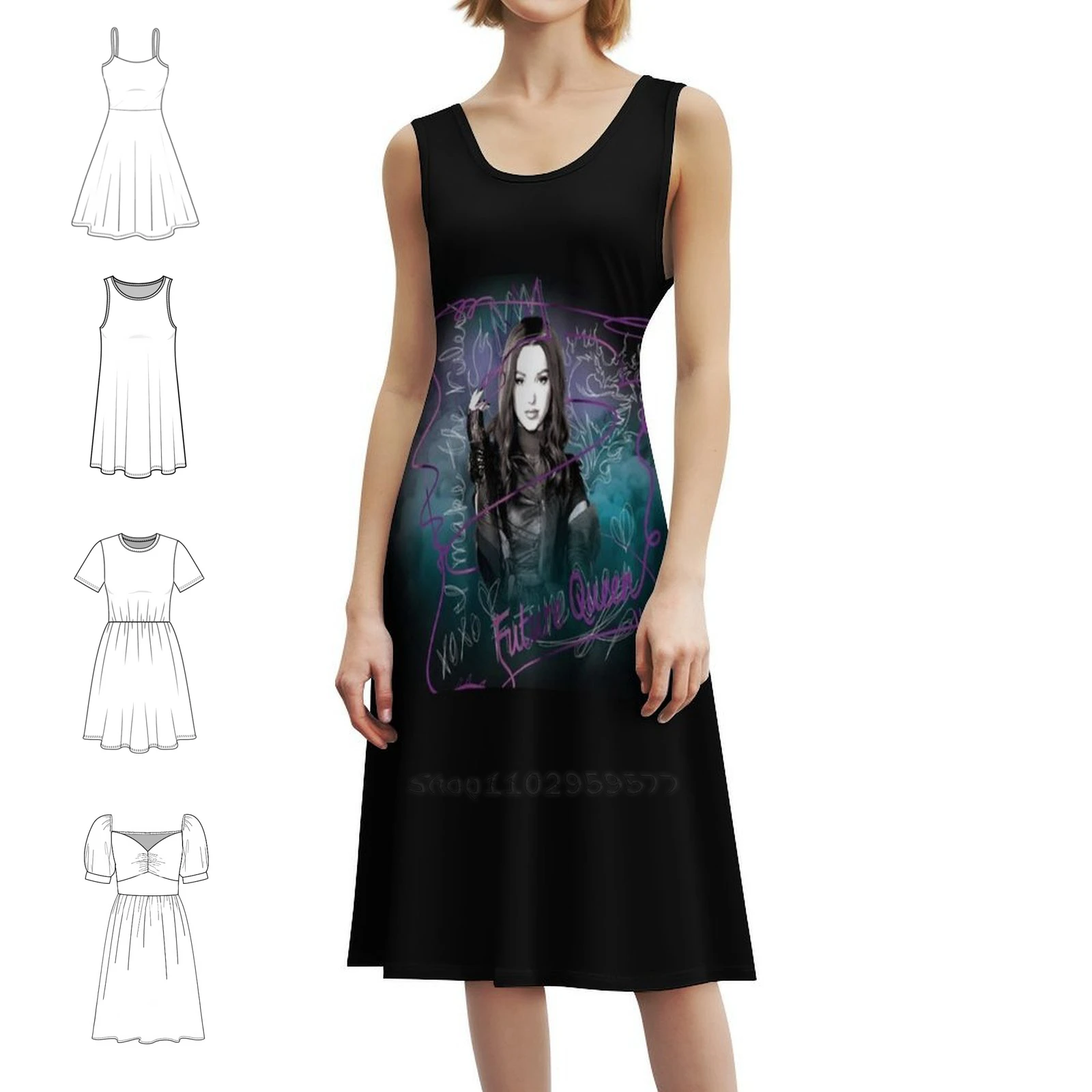 

Богемное платье без рукавов Descendants для женщин, пляжные вечерние платья с принтом, женская одежда Descendants