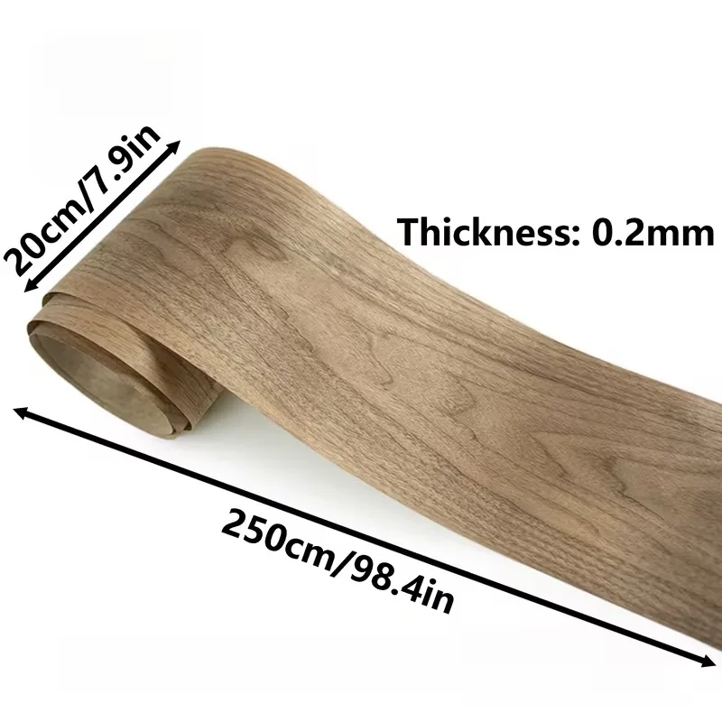 

20x250 см натуральный американский черный орех текстурированный шпон дерева для мебели и декора стен - отделка премиум-класса с зернами