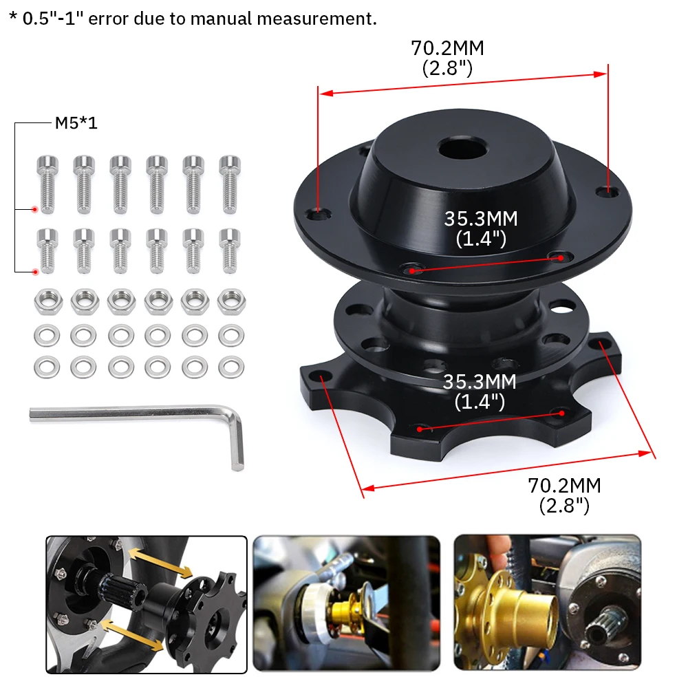 LZONE - Universal Steering Wheel Quick Release Hub Boss Kit Wheel Hub Adapter For 6 hole Steering Wheel Hub JR3859