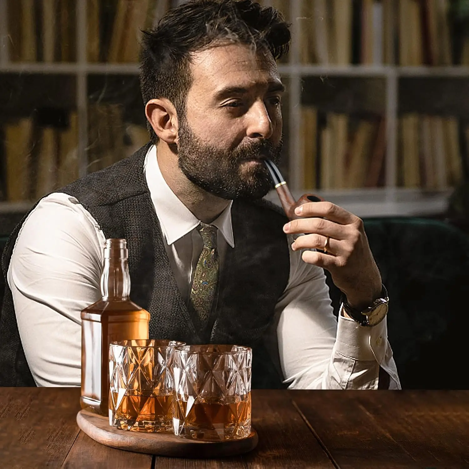 أنبوب التبغ المصنوع يدويًا من خشب الأبنوس، صندوق هدايا لملحقات أنابيب التدخين #6