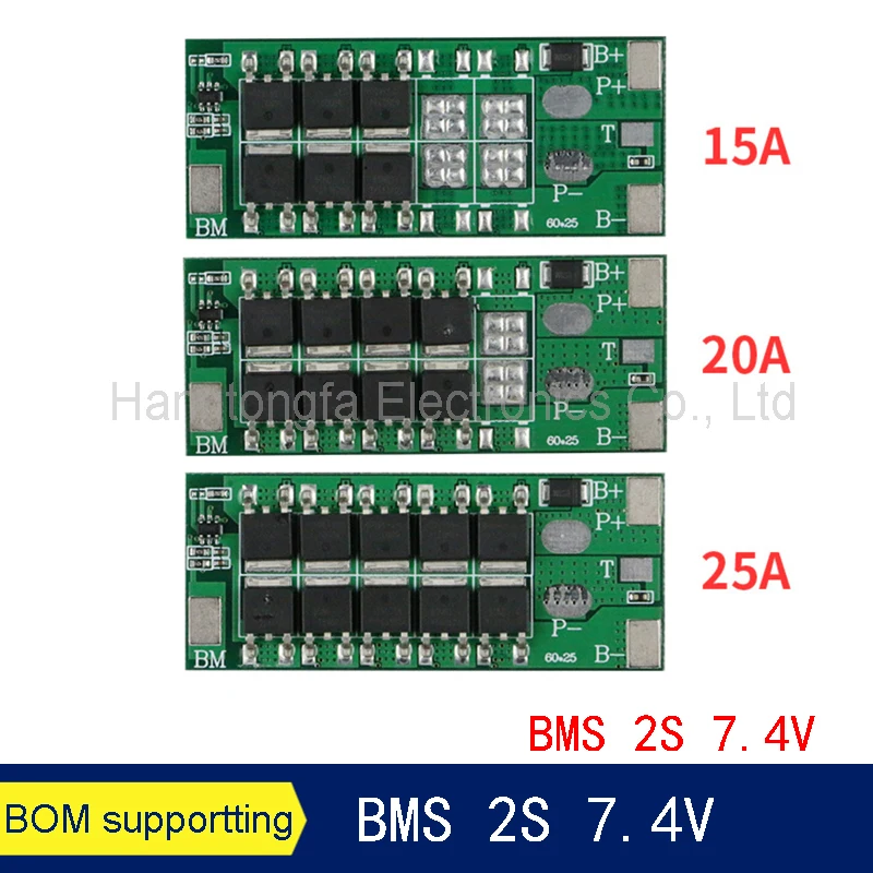 2PCS 2S 7.4V 6.4V  15A 20A 25A BMS Li-ion Battery Protection Board for 18650 Li-ion Lithium Lipo Battery Cell